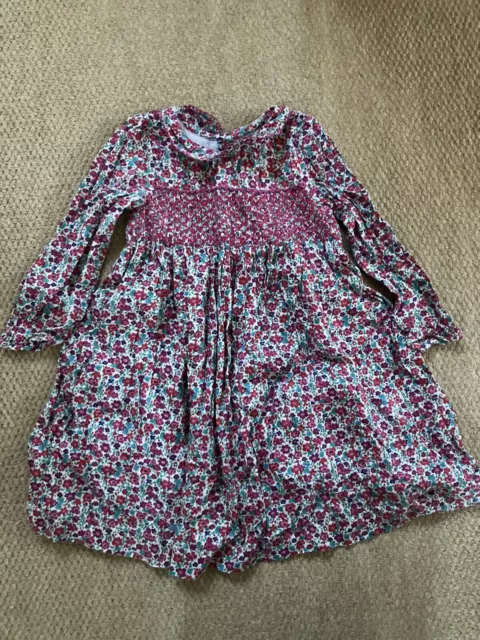 Jojo Maman Bebe Girls 2-3 Years Smock Dress, Peter Pan Collar, Belt, Long Sleeve