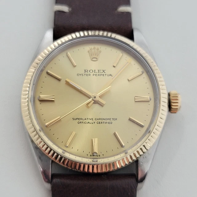 UOMO ROLEX OYSTER Perpetual Ref 1005 18k Oro Ss Automatico 1960s