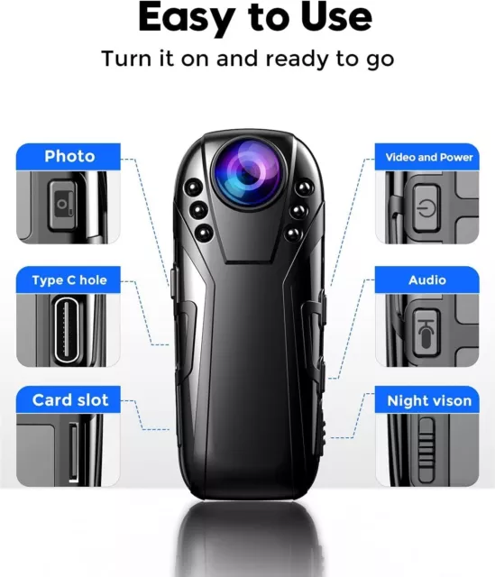 BOBLOV Mini Camera 1080P Body Camera Infrared Night Vision Dash Cam 64GB