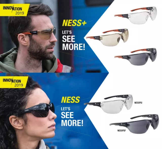 Bolle Safety Glasses BOLLE NESS & NESS+ Spectacles Sporty Look Eyewear - NEW