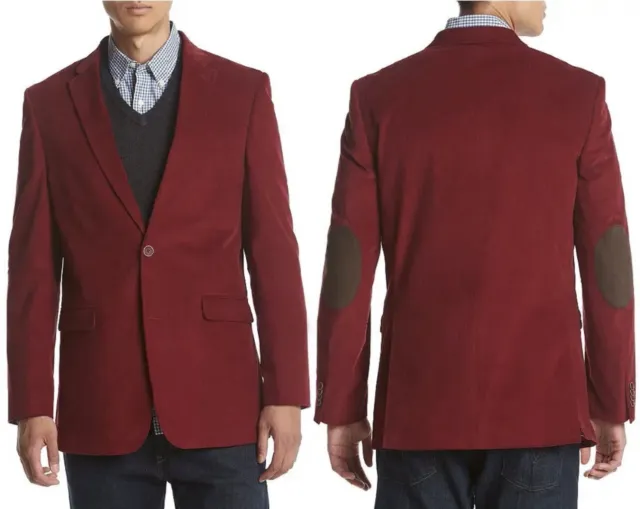 Tommy Hilfiger Red Willow Slim-Fit Stretch Corduroy/Brown Patch Sport Coat 44R