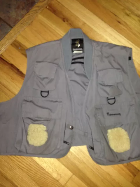 BROWNING BLACKSMITH FLY Fishing Vest Men's Gray Cotton Blend Size