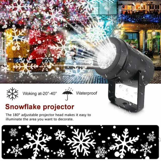 LED Snowflake Christmas Projector Laser Light Snowfall Outdoor Xmas Decor Lamp