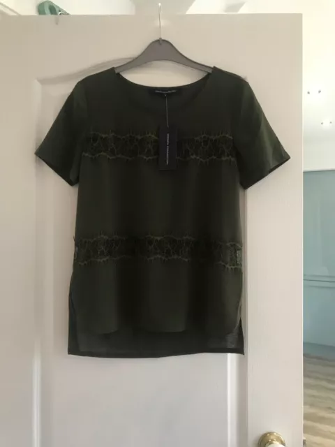 Bnwt Ladies Dark Olive Short Sleeve Blouse, French Connection Size Small Rrp £40