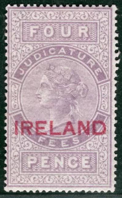 GB IRELAND QV REVENUE Stamp Red Overprint 4d *JUDICATURE* (1880) Mint MM WHITE6