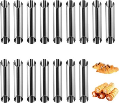 12PCS Cannoli tubi in acciaio INOX pancake tubo crema corno stampi 