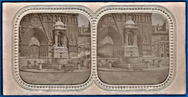 early salt print tissue stereoview foto photo stereo St Jean Lyon France ca 1855