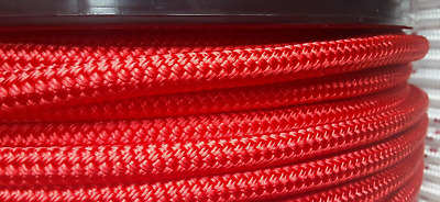 7/16 x 100 ft. Double Braid-Yacht Braid polyester rope. Red