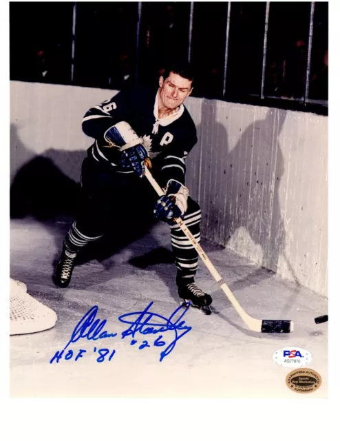 Allan Stanley autographed signed inscribed 8x10 photo NHL Toronto Maple Leaf PSA