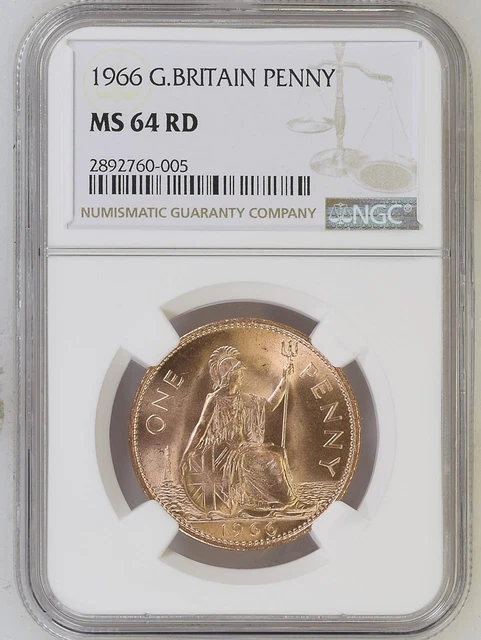 1967 GREAT BRITAIN Britannia Penny Ngc Ms64 Rd Large Copper Queen
