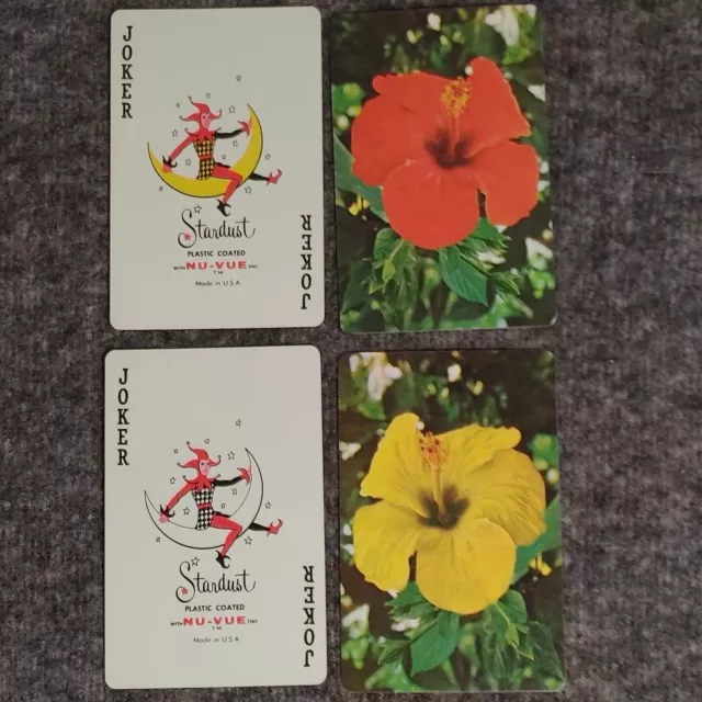 Lot Of 4 Vintage Joker Single Swap Playing Cards Hibiscus Floral