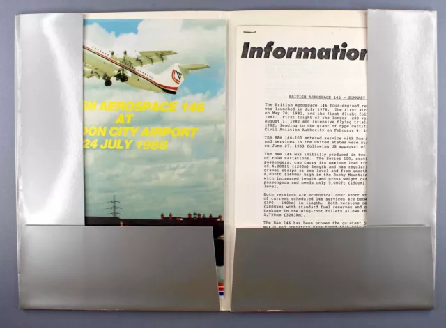 British Aerospace Bae 146 Manufacturers Sales Brochure Folder