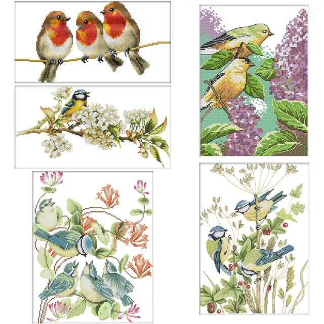 Home Decor DIY Cross Stitch Kits 14CT Stamped Cute Bird Embroidery Art Canvas