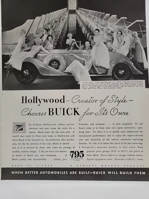 1935 Buick General Motors Fortune Magazine Print Ad "Gold Diggers of Hollywood"