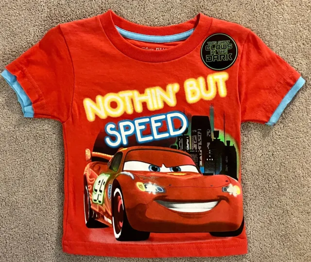 Disney - Cars - Lightning McQueen - Toddler Boys Glow In Dark T-Shirt - 2T & 4T
