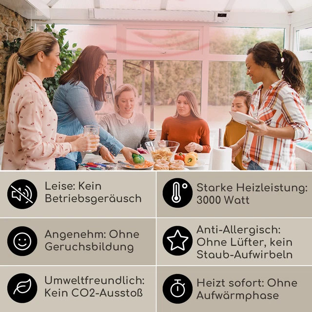 Infrarot Heizstrahler Decke Wand 3000 W WiFi Infrarotstrahler elektrisch weiß 2