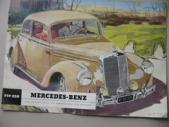Oldtimer Prospekt Werbebroschüre 50er Jahre Mercedes-Benz Typ 220 W187 01/1952