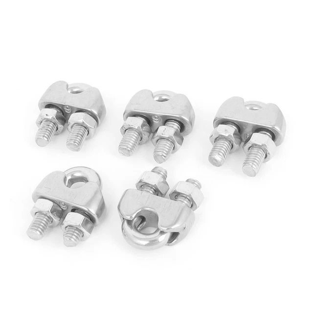 6mm 1/4" en acier inoxydable pince câble Corde 5pcs Clips