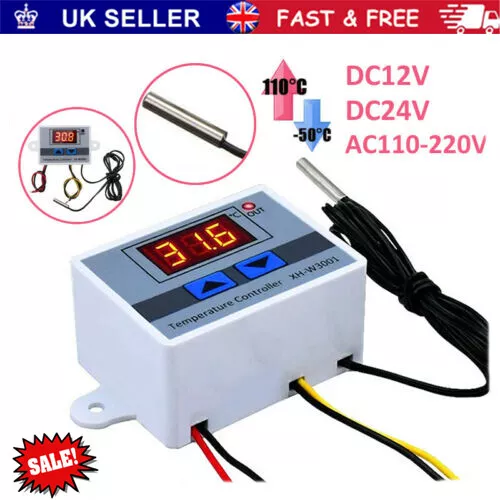 12-220V Digital Solar Water Heater Temperature Controller Thermostat XH-W3001 UK