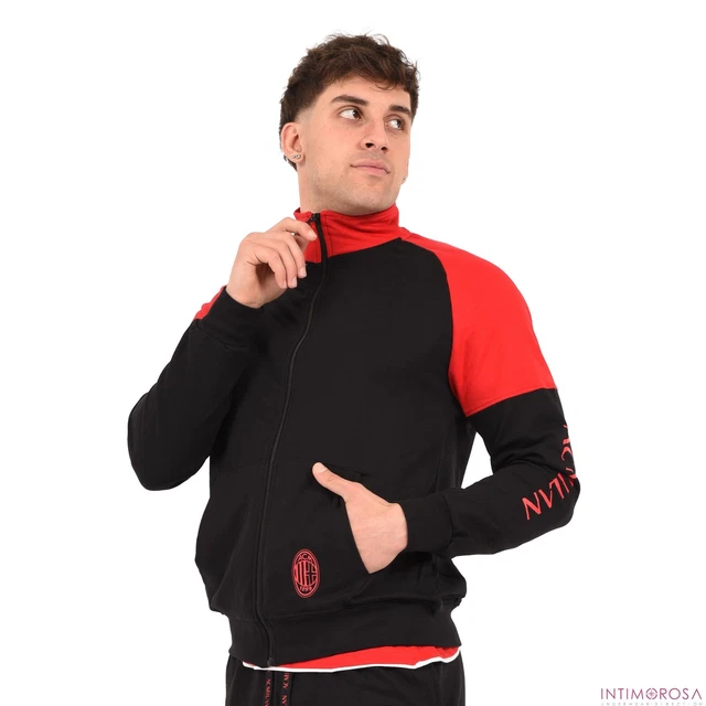 Felpa AC Milan Con Colletto - Unisex, Cotone E Poliestere, Logo Rossonero - Foto 8