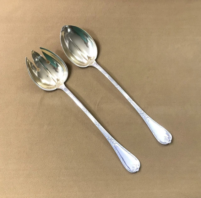 CHRISTOFLE COUVERT A VIANDE ET SALADE EN METAL Argente Modele Godrons 292672