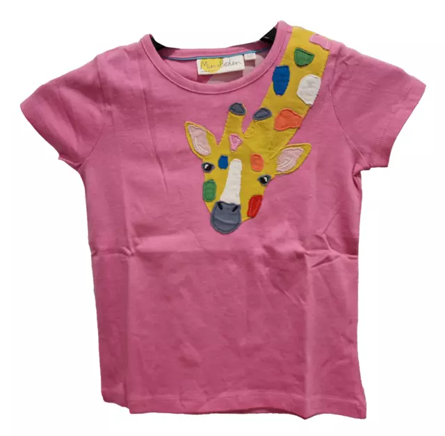 T-shirt top per ragazze Ex Boden Girrafe Koala applique rosa cotone blu NUOVA 2-12 anni