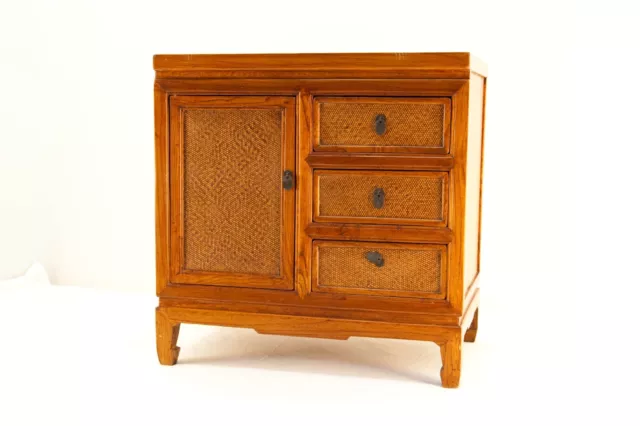 Chinese Rattan Style Corner Cabinet