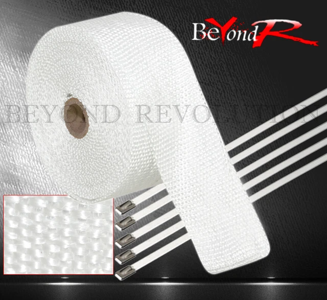 30 Foot Turbo Header Induction Piping Heat Wrap Cover + Zip Ties White