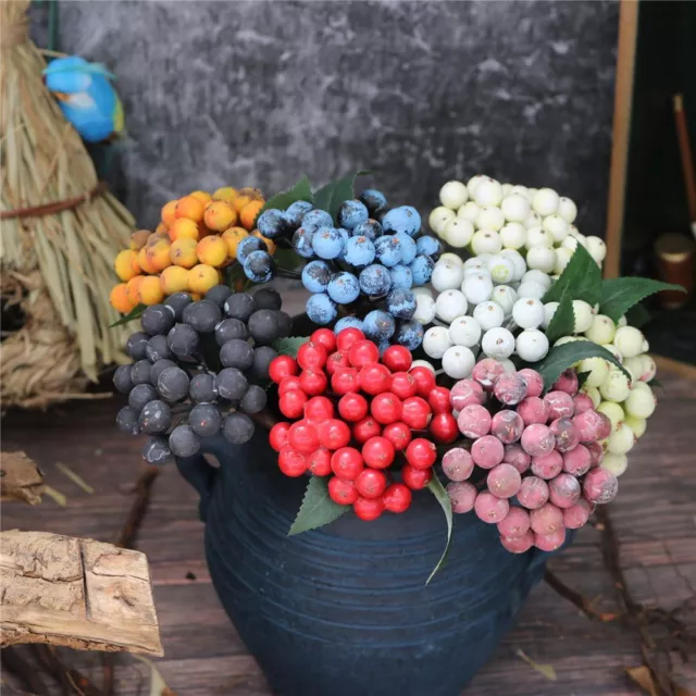 Cherry Mini Red White Berries Fake Flower Berry Spike Foam Artificial Flowers