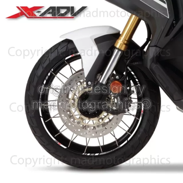 Honda X-ADV 750 motorcycle wheel decals rim stickers stripes xadv x adv white