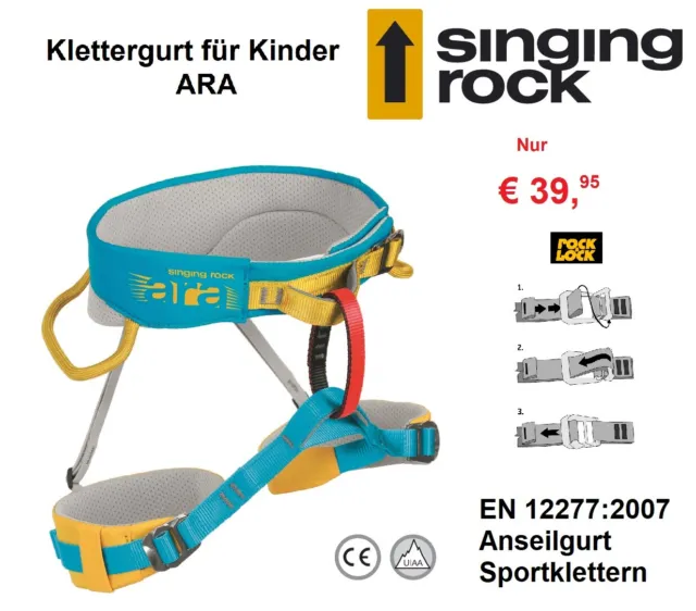 Klettergurt Kinder SINGING ROCK ARA Kletterhalle Sportklettern climbing harness