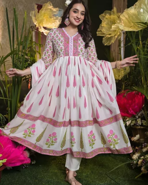 Salwar Kameez Pakistani Wedding Special Cotton Fabric Women Kurti Pant Dupatta