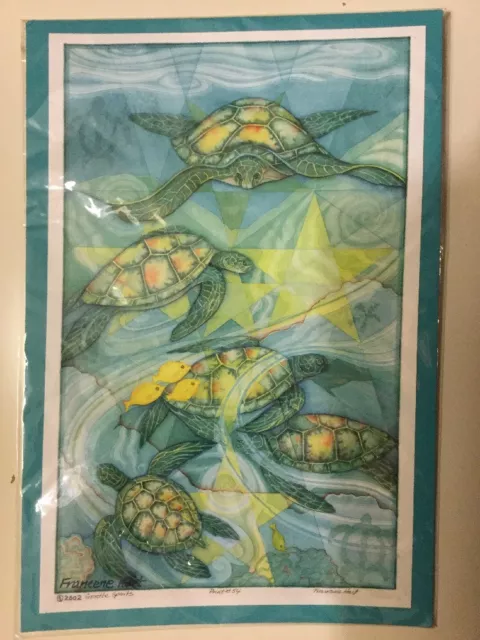 Francene Hart Signed Print Numbered Gentle Spirits Turtles 11” By 17” #54