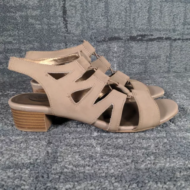 Lifestride Simply Comfort Gladiator Taupe Brown Strappy Sandals Womens Size 8