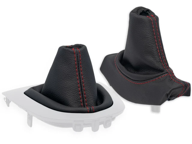 Kit Soufflet Levier De Vitesses + Frein à Main En Cuir Véritable L&P A0022 - Compatible BMW Série 3 E46 1998-2006 - Gris Élégant