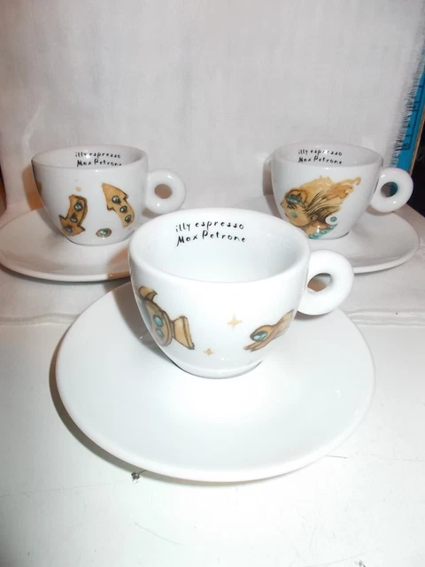 Lotto 3 ILLY Tazzina caffè Espresso Max Petrone collezione completa piattino Ipa