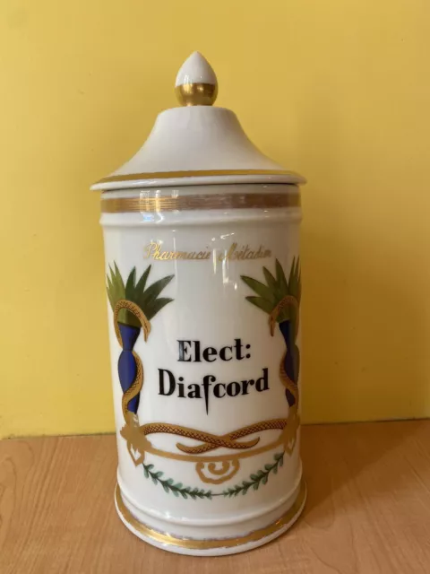 Metadier Limoges Porcelain Pharmacy Pot ""Elect Diafcord