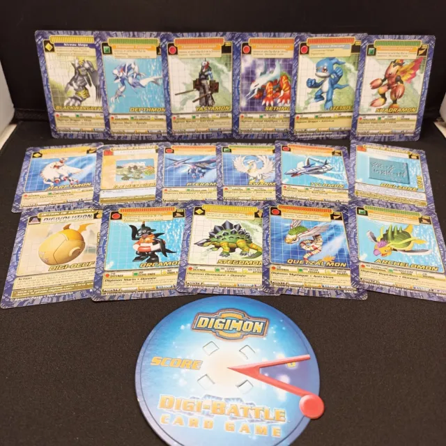 Lot 17 Cartes Digimon Édition BO BANDAI VINTAGE avec Roulette Score Digi-battle