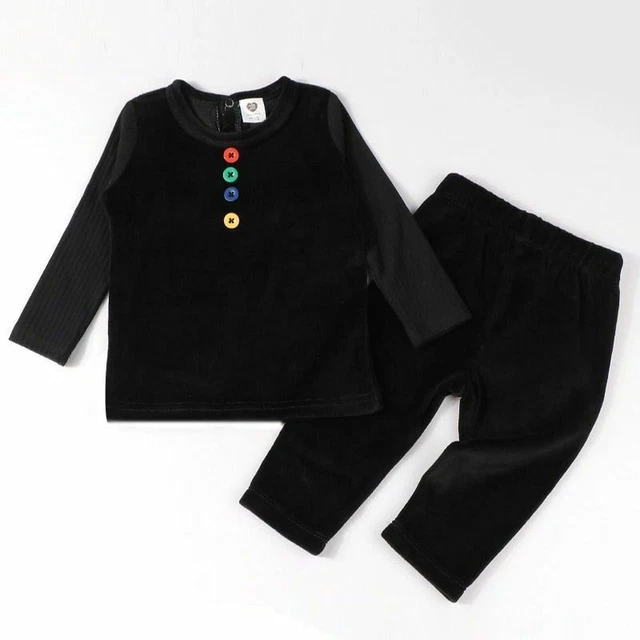 2pcs Set Vestiti Bambino Maglia Lunga Pantalone Casual Colorati Bottoni Clo