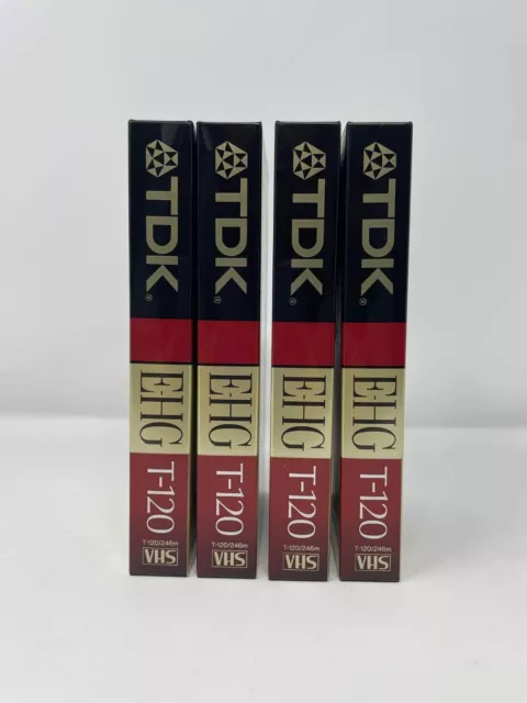 LOT OF 4 NEW TDK EHG Extra High Grade T-120 Blank VHS Tape Sealed