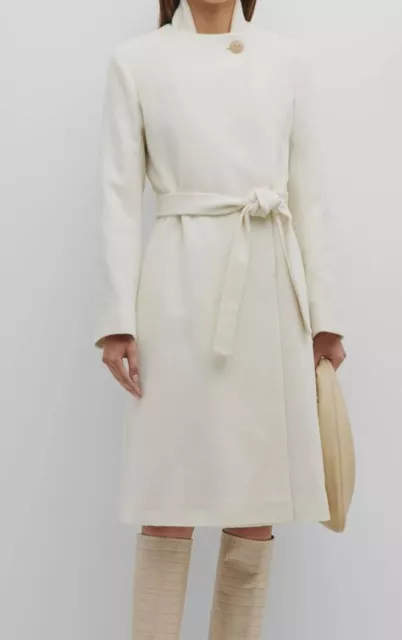 $1895 Fleurette Women Ivory Fleurette Francis Cashmere USA Belted Coat Size 4