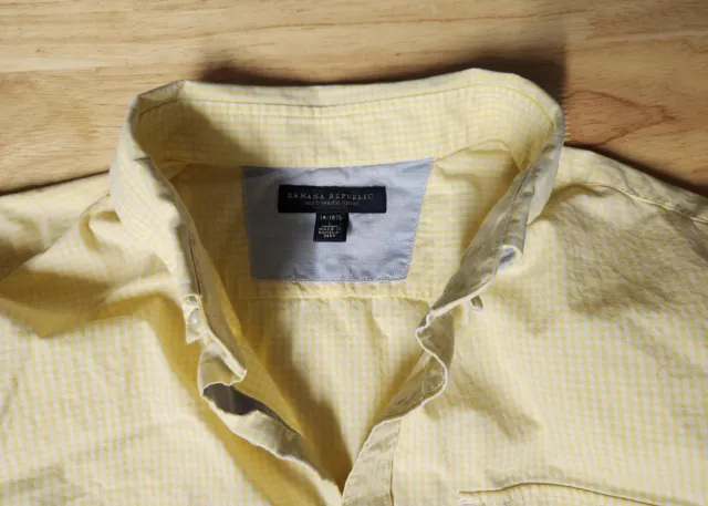 Banana Republic Soft-Wash Poplin Button-Up Long Sleeve Shirt Size Large Yellow