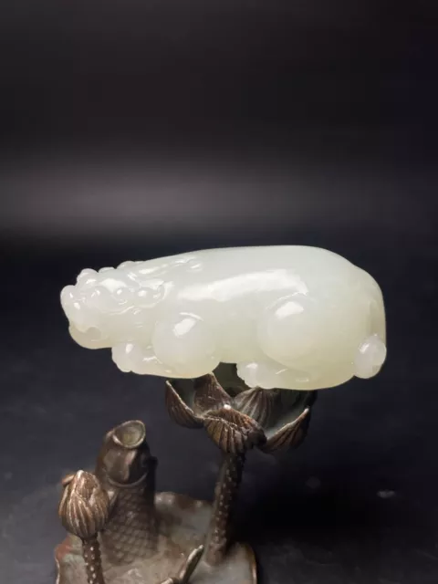 Chinese Exquisite Handmade Brave Troops carving Hetian Jade Statue
