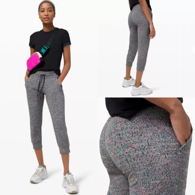 LULULEMON WOMENS READY to Rulu Jogger Crop Neon Tweed Jacquard Gray Coral 4  $38.24 - PicClick