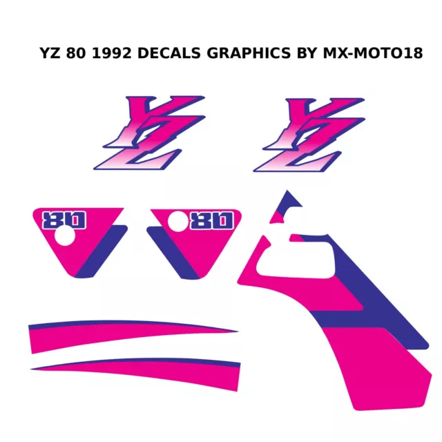 YAMAHA YZ 80 1992 Decal Graphic/kit déco/autocollants/stickers origine/décalcos