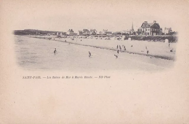 CPA 50 Approx. Donville Granville ST-PAIR/MER Les Bains de Mer at High Tide 1900
