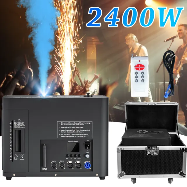 2400W 6 LED Fog Smoke and Spark Machine Stage Effect for DJ Wedding Event w/Case