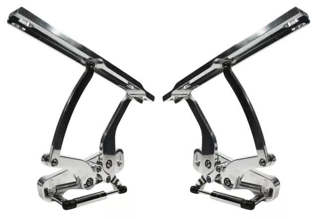 New 1970 Impala Polished Solid Frame Hood Hinges & Gas Springs For Steel Hoods