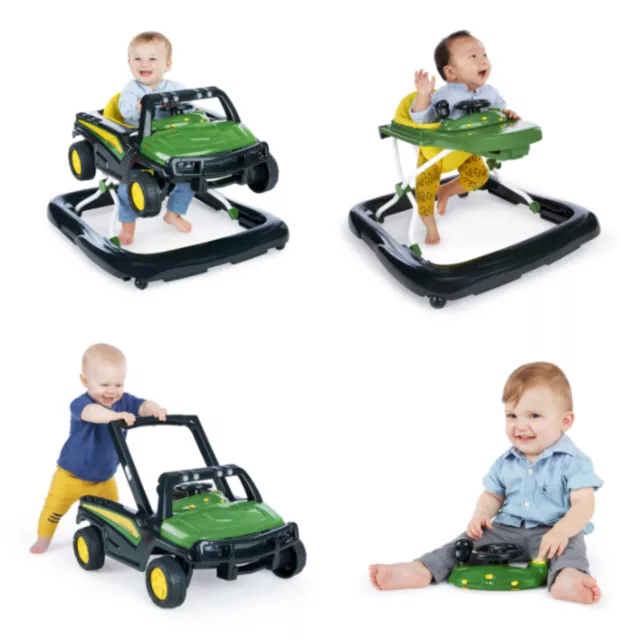 Bright Starts John Deere Gator 4-in-1 Baby Walker with Removable Steering Wheel