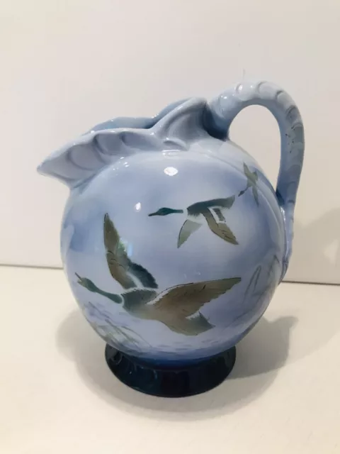 Vintage Blue Falcon Misty Mory 1930 Falcon Ware Pitcher Hand Painted Birds Engl